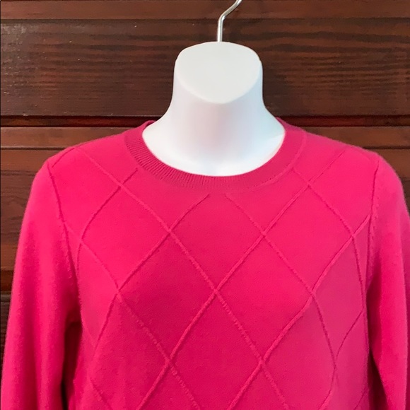 DRAPER JAMES Raspberry Argyle Merino Wool Sweater - Picture 5 of 15
